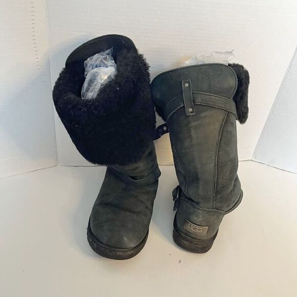 UGG 1003189 Ciera Tall Convertible Bucket Suede Sheepskin Leather Riding Boots - Picture 3 of 12